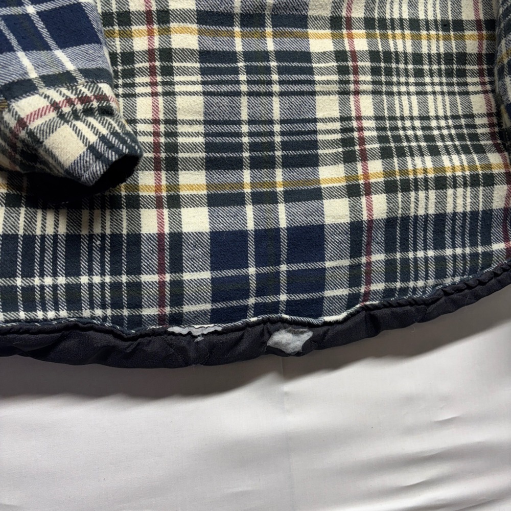 Above Sea Level Mens Plaid Quilted Flannel Shirt Jacket Navy Cream Yellow Medium - Picture 8 of 8